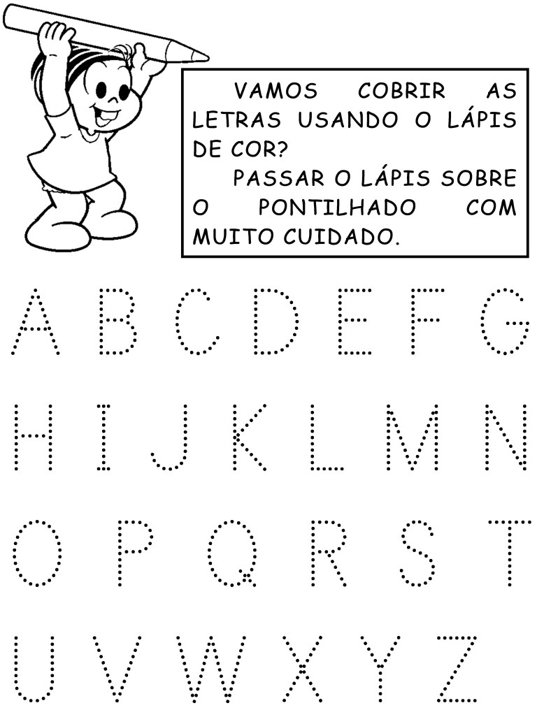 Alfabeto Pontilhado Ilustrado para imprimir SÓ ESCOLA