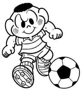 Livro de colorir para crianças, jogadora de futebol com uma bola
