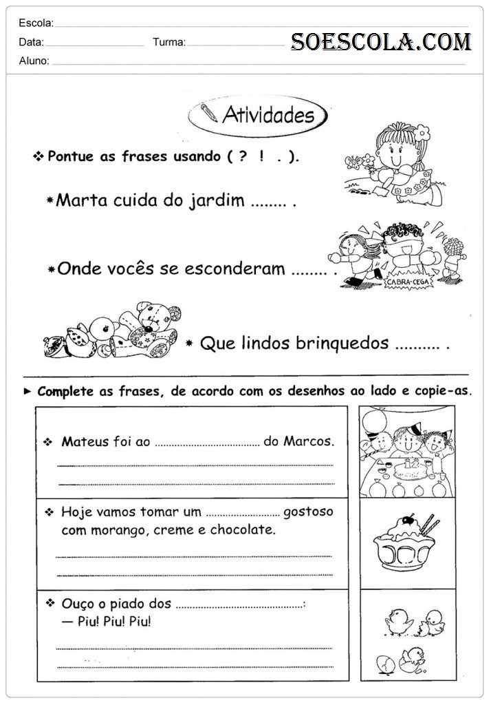 Atividades de educação fisica para 4 ano fundamental para imprimir Atividades De Portugues 3º Ano Para Imprimir Ensino Fundamental So Escola