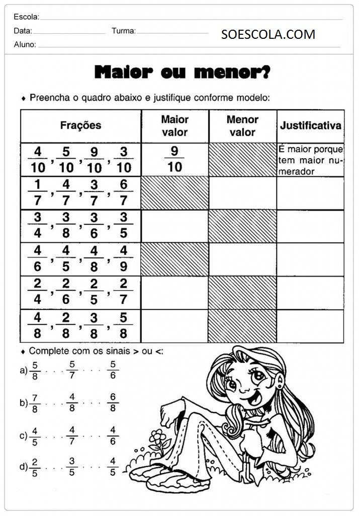 Atividades de Fração para o 5º Ano para Imprimir - Twinkl