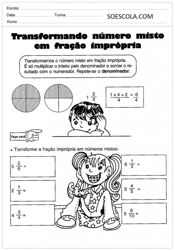 Atividades de Fração para o 5º Ano para Imprimir - Twinkl