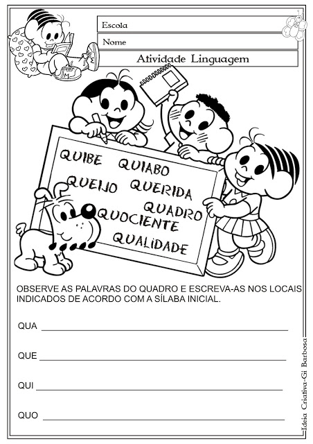 Atividade Avaliativa Educação Infantil Linguagem Com a Turma da Mônica, Ideia Criativa - Gi Barbo…