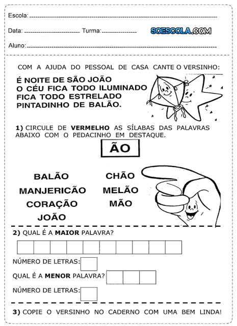 Acabo de receber algumas Atividades para alfabetização de português, espero que vocês gostem.