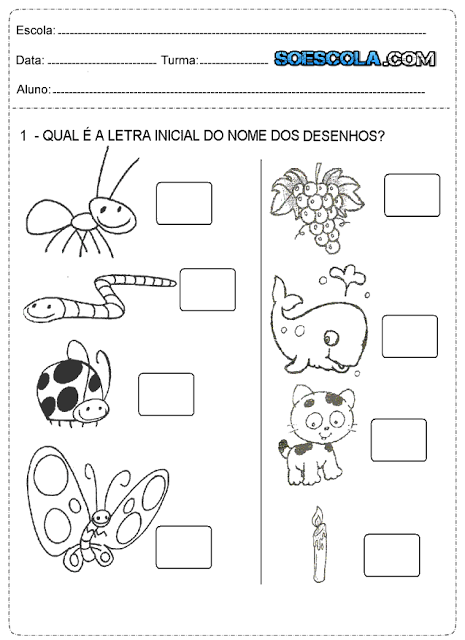 Hoje trago para vocês algumas atividades para 1º ano de português prontas para imprimir e com alguns desenhos.