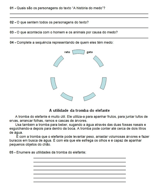 Atividades de Leitura - Atividades de Lingua Portuguesa - Responda