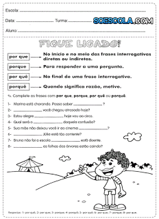 Atividades de português para o 4° ano sobre raciocínio logico