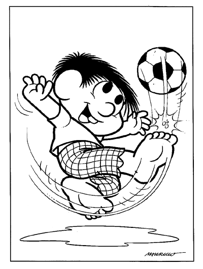 Desenhos da Turma da Mônica para Colorir - Chico Bento Jogando Bola