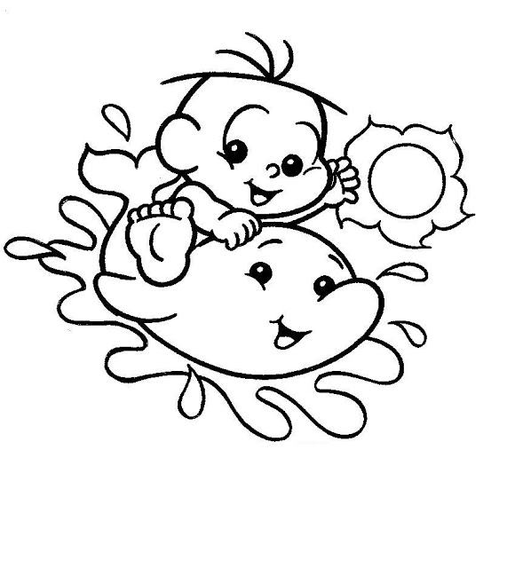 Desenhos da Turma da Mônica para Colorir - Cebolinha no Golfinho Baby