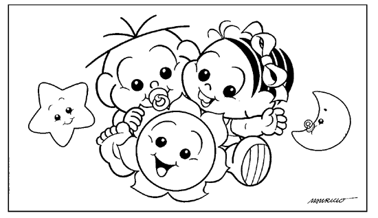 Desenhos para Colorir Turma da Mônica - Cebolinha Mõnica e Sol Babys