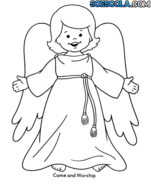 Desenho de Anjo para imprimir e colorir