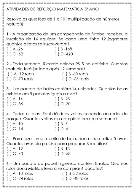 Matemática - Atividades 6º ao 9º ano | Azup