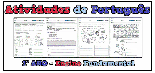 Atividades / Exercícios de Português para 1° ano ensino fundamental