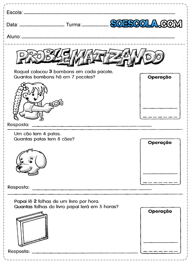 Atividades de matemática 2° ano problemas