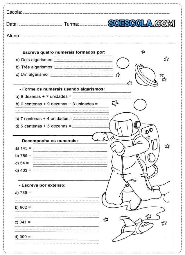 'Atividades de matemática 3° ano ensino fundamental'