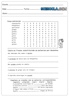 Atividades sobre língua portuguesa para o 2° ano