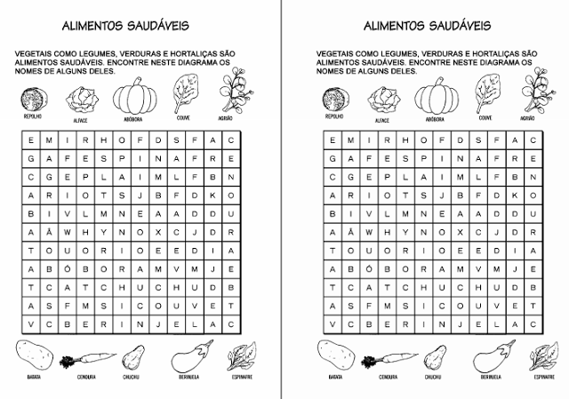 Caça-palavras dos Alimentos Saudáveis