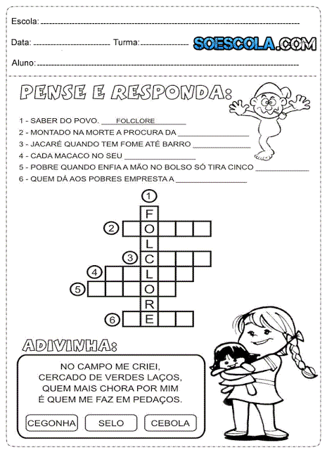 Exercícios de Português para 1° ano ensino fundamental