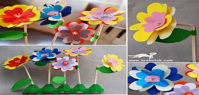 Sugestão de flores feitas com papel para a primavera