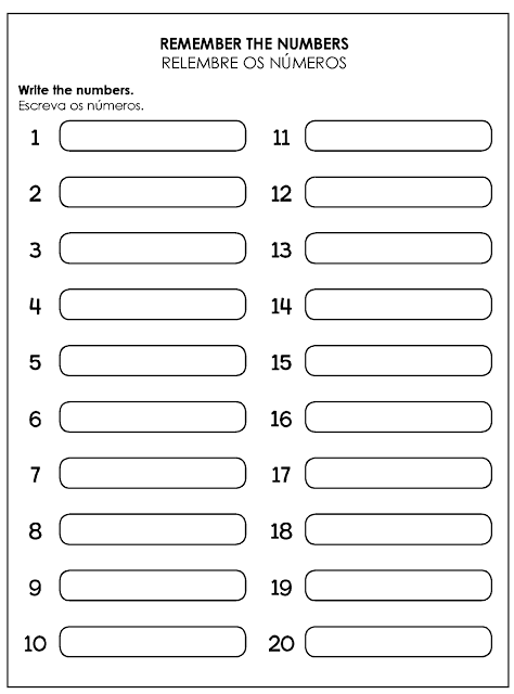 Atividades de Inglês com Números para 4º ano do Ensino Fundamental