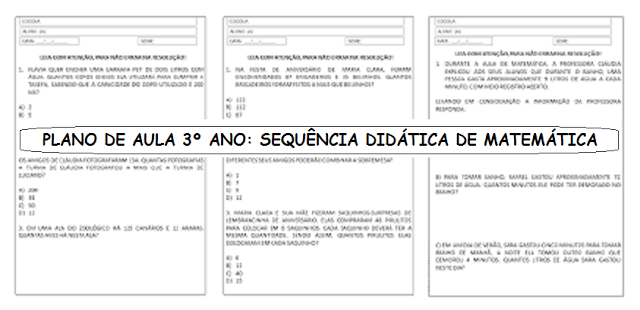 PLANO DE AULA 3º ANO: SEQUÊNCIA DIDÁTICA DE MATEMÁTICA 