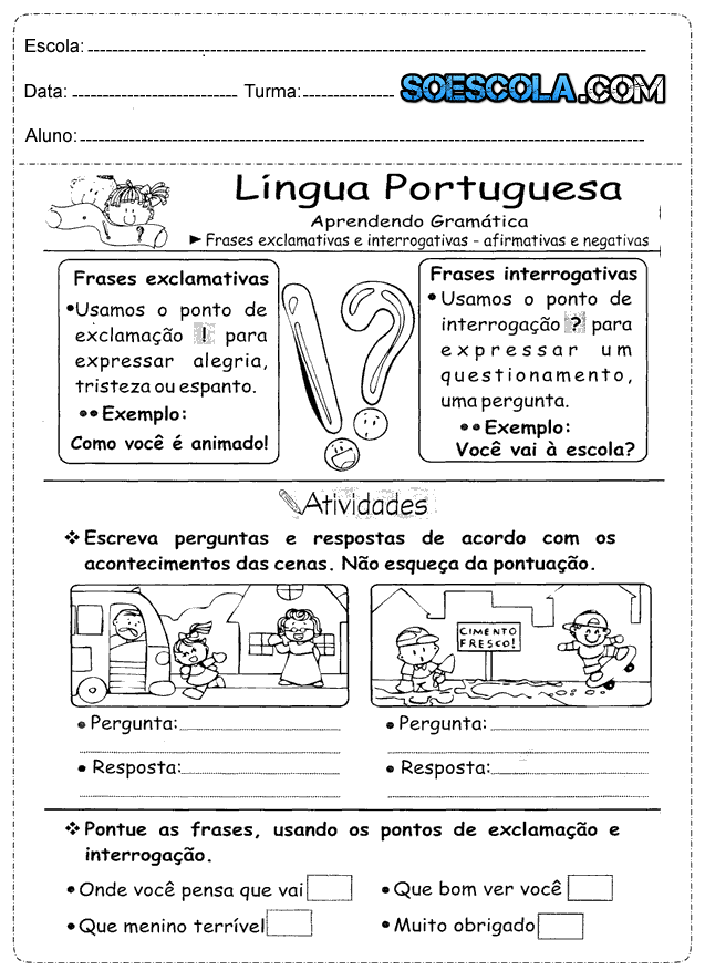 Atividades para o 2° ano de português — SÓ ESCOLA