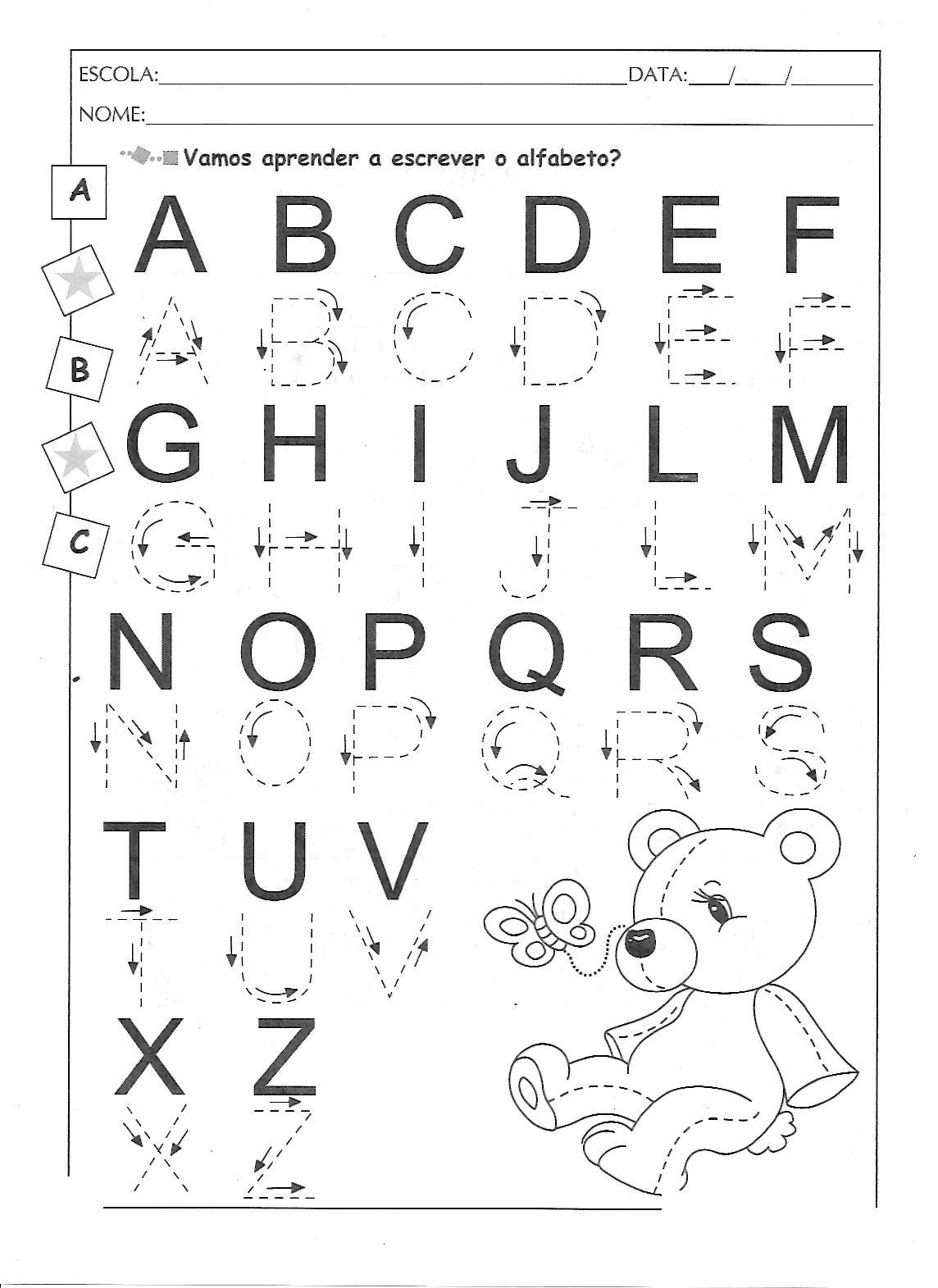 Alfabeto Pontilhado Ilustrado Para Imprimir S Escola