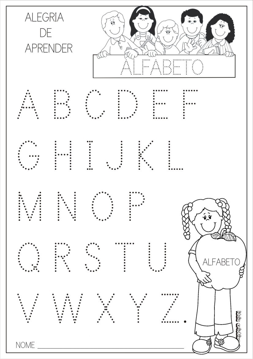Alfabeto Pontilhado Ilustrado para imprimir