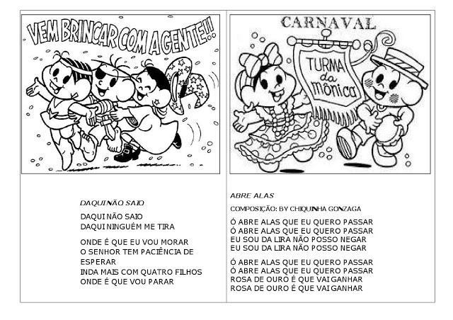 Atividades de carnaval Turma da Mônica 