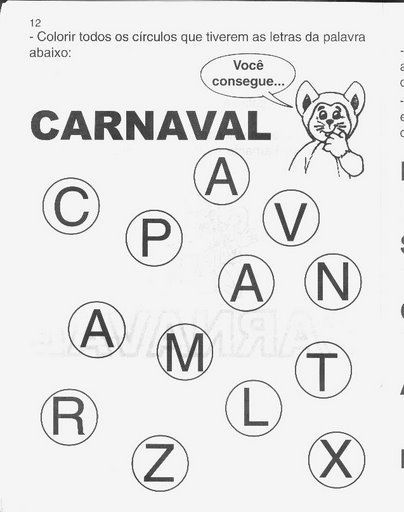 Confira algumas sugestões de Atividades de Carnaval prontas para imprimir