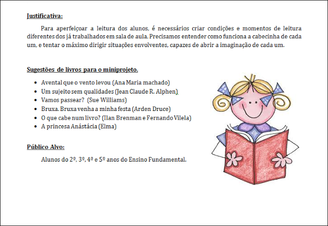 Nesta postagem eu trago para vocês um Projeto de leitura para Ensino Fundamental pronto para imprimir ou baixar em pdf