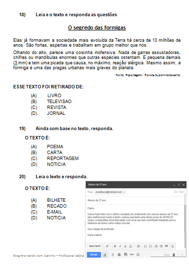 Simulado de Gêneros Textuais com Gabarito — SÓ ESCOLA