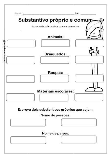 Atividades para Imprimir - SUBSTANTIVO PRÓPRIO E COMUM — SÓ ESCOLA