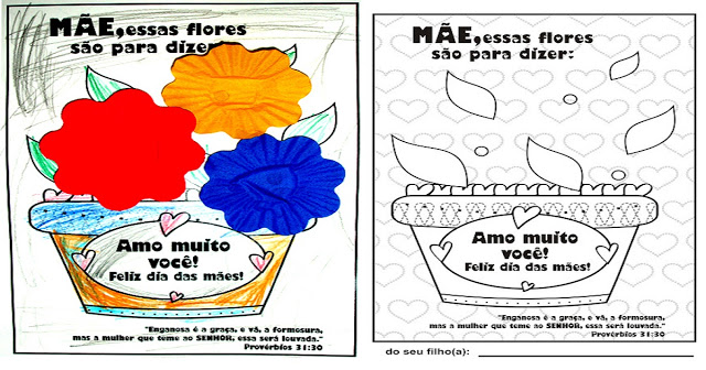 Lembrancinha: Cartão com flores para imprimir e colorir