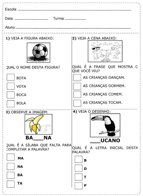 Atividades de PortuguÃªs 1Â° ano fundamental para imprimir