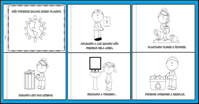 No dia 5 de junho comemoramos o dia mundial do meio ambiente. E nesta postagem trago para vocês Livrinho do Meio Ambiente para Imprimir com desenhos relacionados ao tema para colorir.