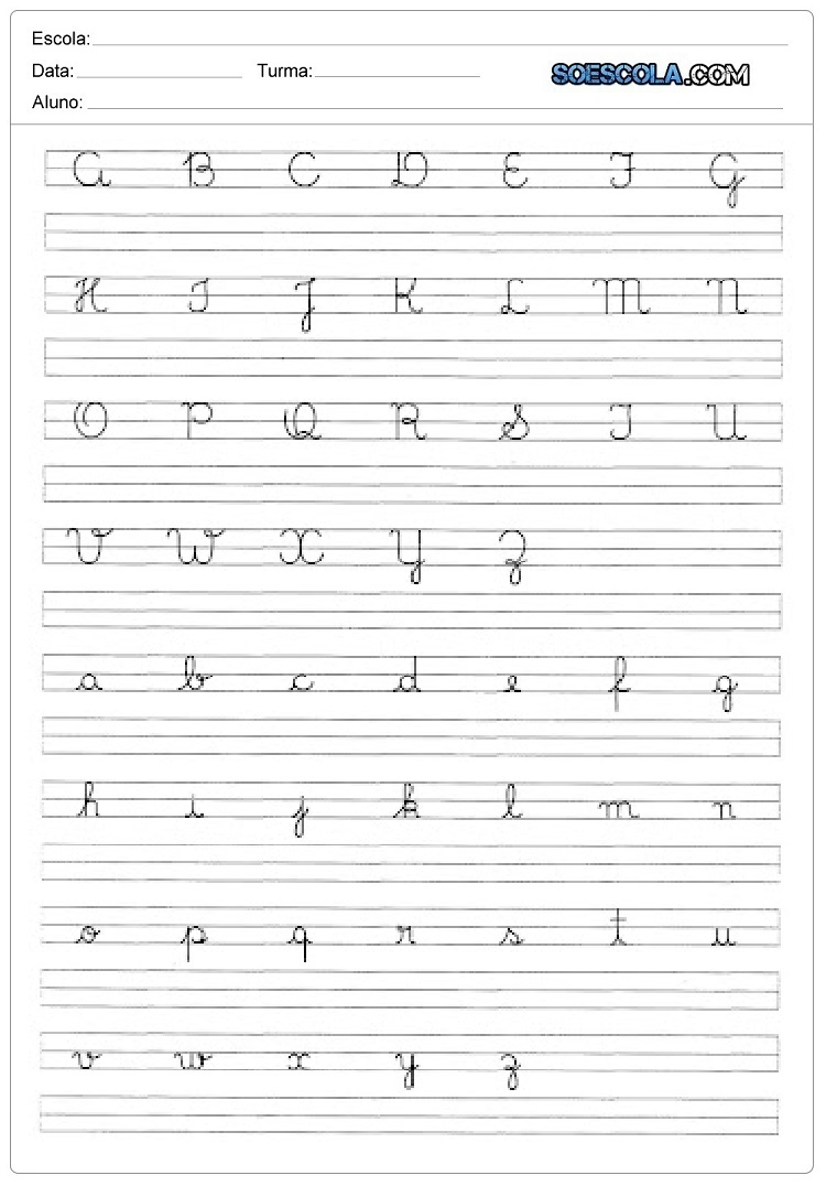 Alfabeto Com Letras Cursivas Para Imprimiralfabeto Co