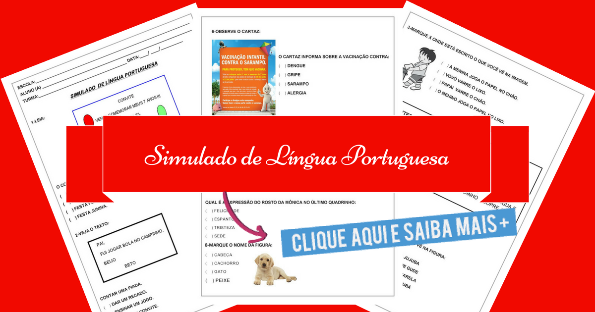 Simulado de Língua Portuguesa para 1º e 2º ano do Ensino Fundamental
