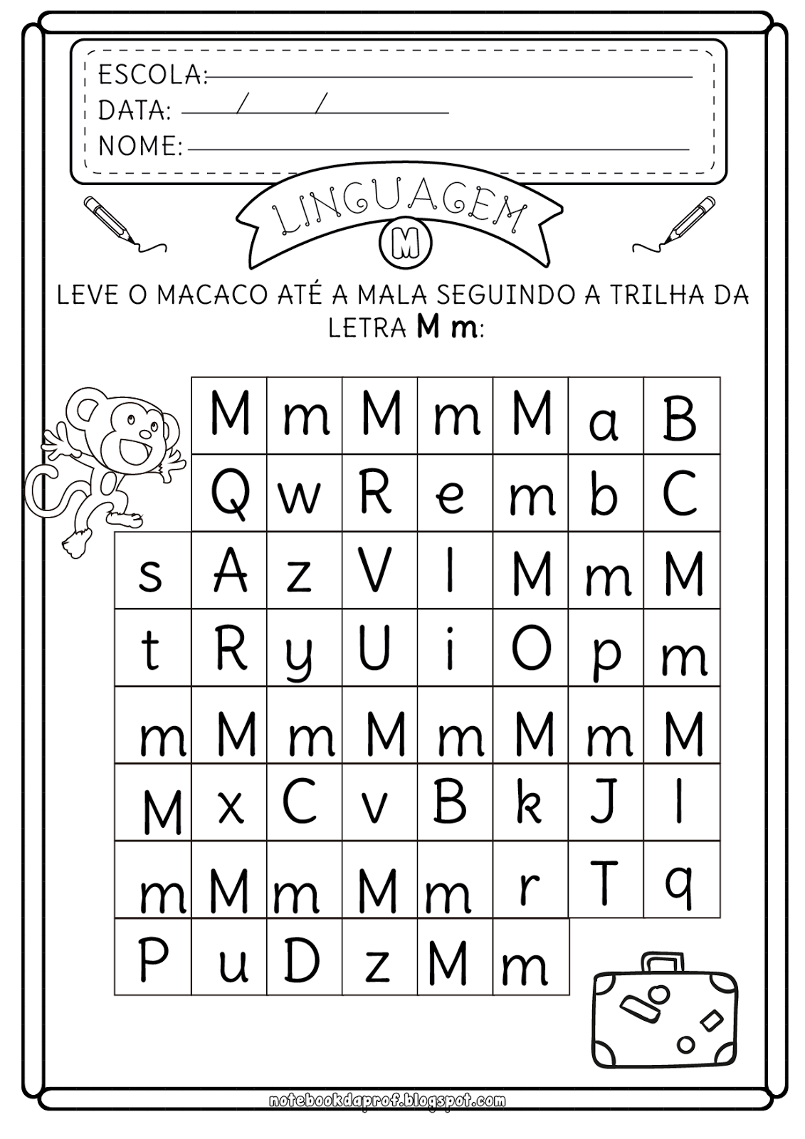 Atividades com letras M para trabalhar o conhecimento da grafia