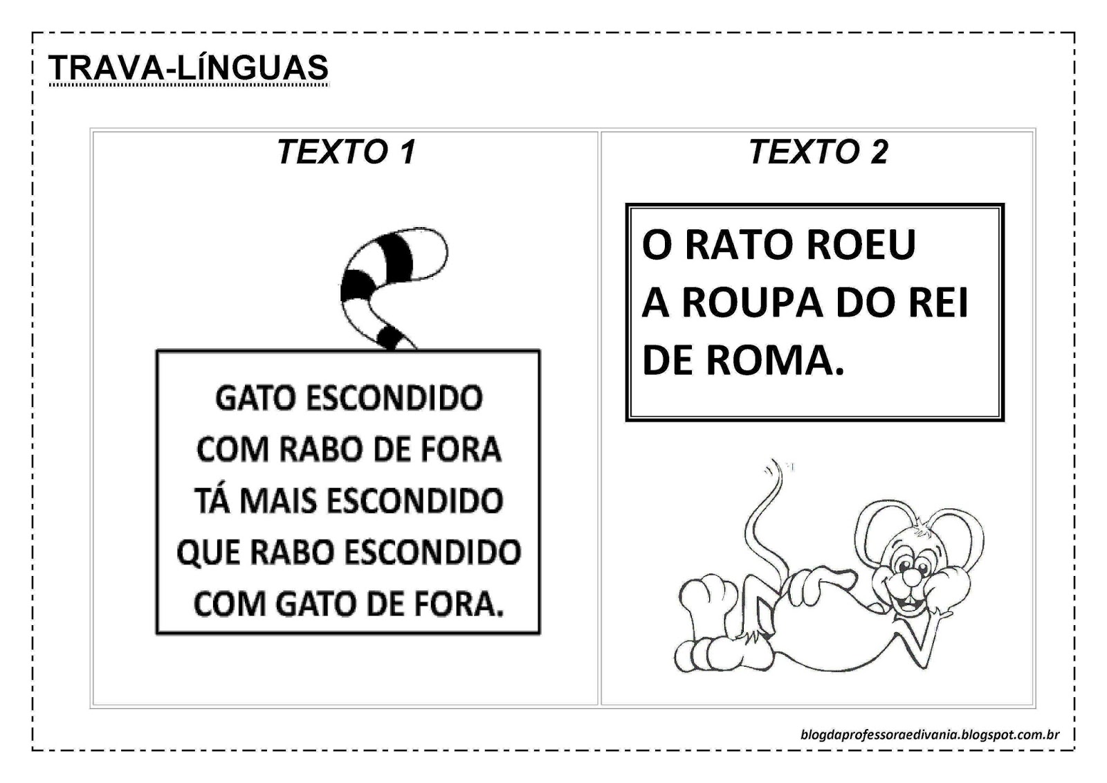 Atividades Folclóricas para imprimir: Parlendas, Trava-Língua, Ditado Recortado, Complete a frase e mais...