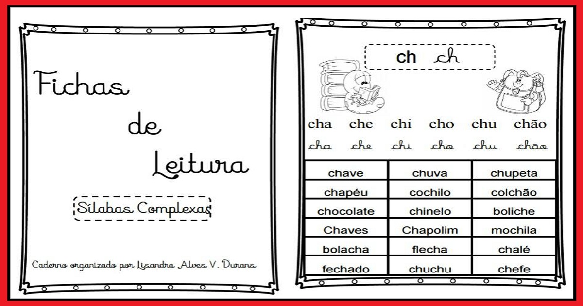 Fichas de leitura das sílabas complexas