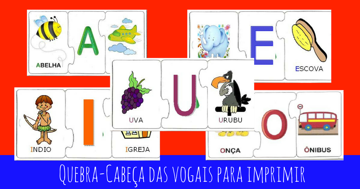 Quebra-Cabeça das vogais para imprimir