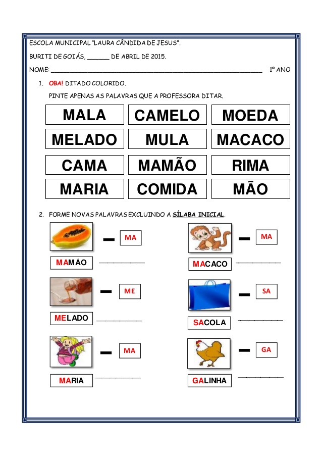 Atividades com Parlendas: O macaco foi à feira e Macaca Sofia.