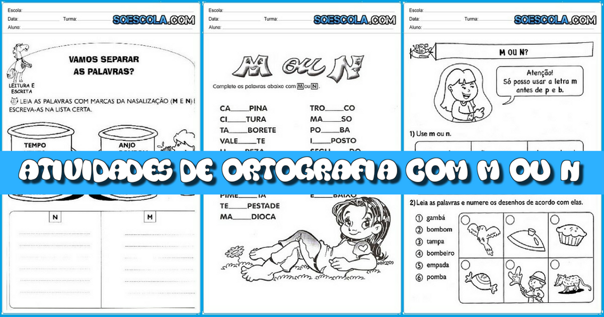 atividades de ortografia com m ou n para imprimir complete as palavras -  Didática