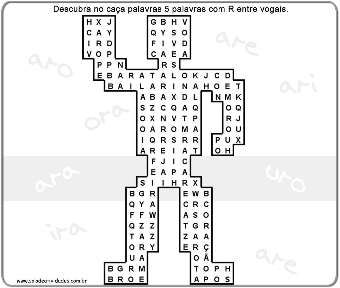 Atividades de ortografia com R e RR: Caça Palavras