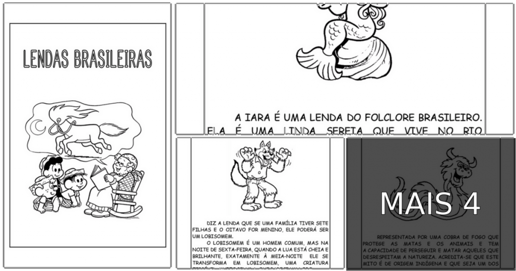 Lendas do Folclore - Textos com desenhos para imprimir: O Saci-Pererê, o Curupira, o Boitatá, o Boto Cor de Rosa, a Mula-Sem-Cabeça, e muitos outros personagens, por exemplo, tornam o folclore do Brasil único!