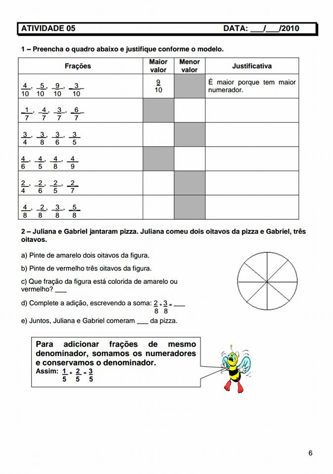 Caderno de Atividades de Matemática para 5 ano para imprimir.