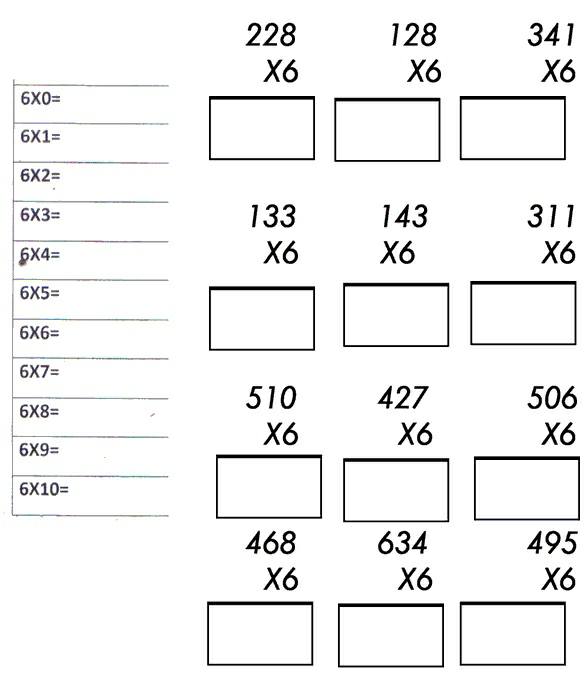 Atividades variadas de Matemática de Multiplicação.