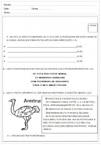 Avaliação de Bimestral de Português para 2º ano para imprimir.