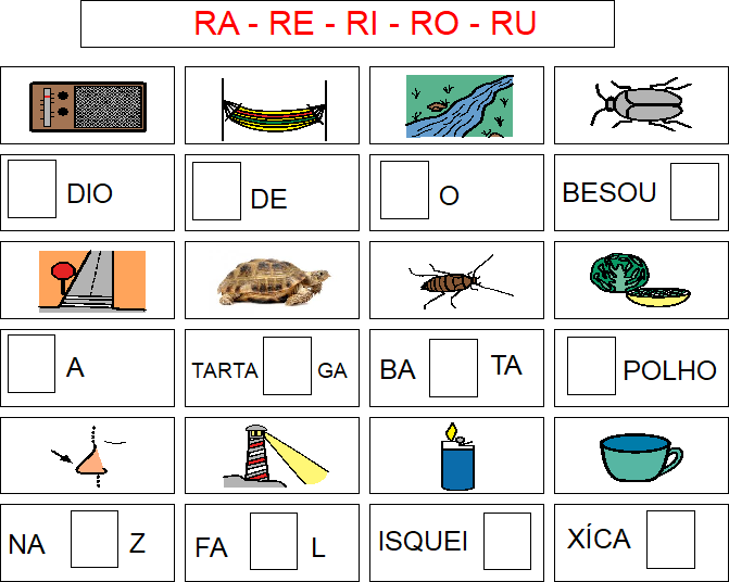 Escrevendo a silaba faltosa: Atividades com Sílabas Simples.