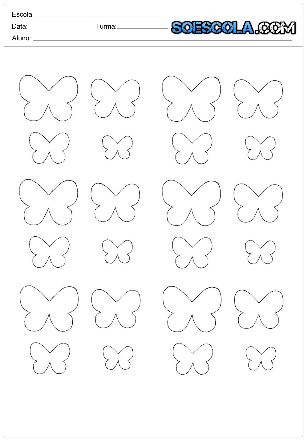Mural para primavera com borboletas de papel: Moldes de Borboletas